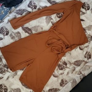 Copper one side long sleeved romper